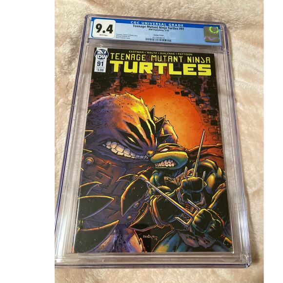 9.4 CGC Rating Teenage Mutant Ninja Turtles #91 Cover B Variant IDW 1st Print - Picture 1 of 3